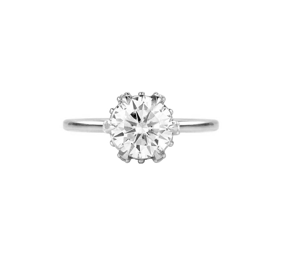 Isadora Art Deco Six Prong Solitaire Natural Diamond Engagement Ring in 14K Gold