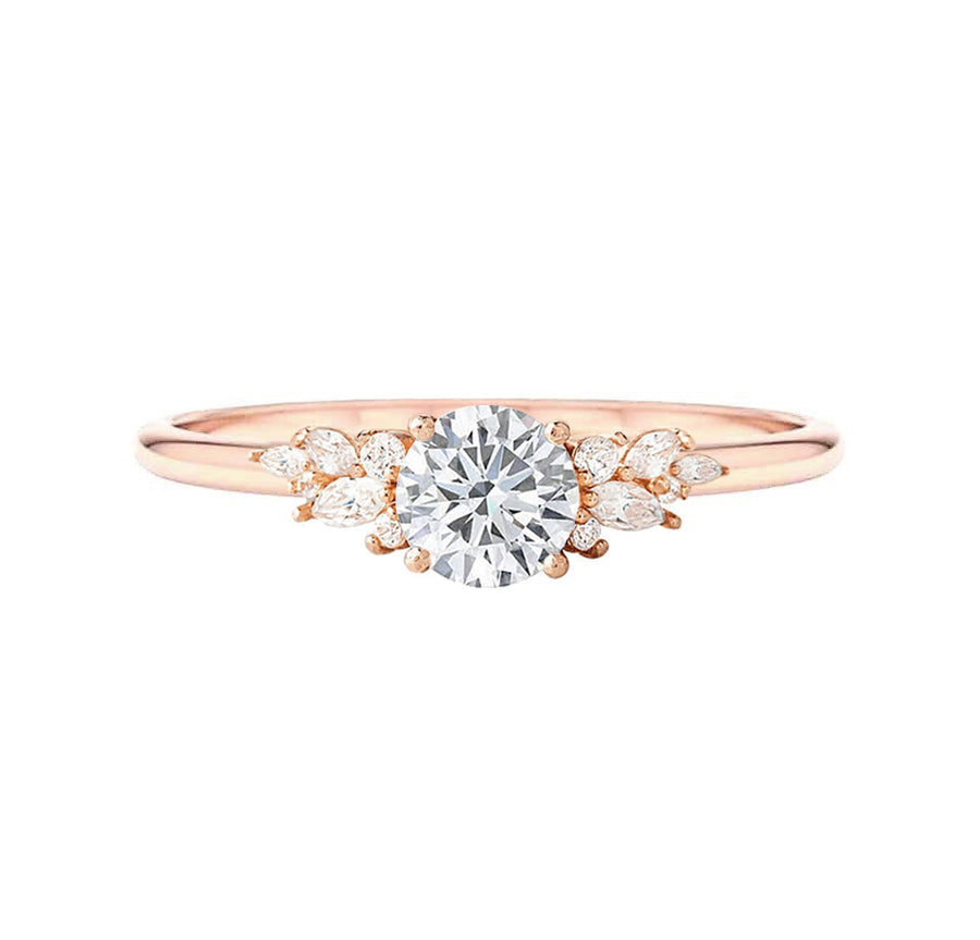 Aviana 2 Carat Floral Round Natural Diamond Engagement Ring in 18K Gold