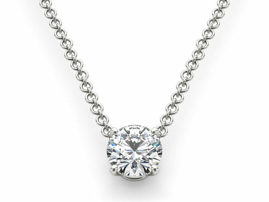 Dainty 1/4 Carat Round Diamond Necklace In Yellow Gold