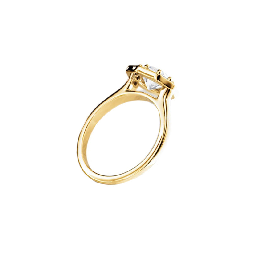 Octagonal Halo Diamond Engagement Ring in 14K Gold