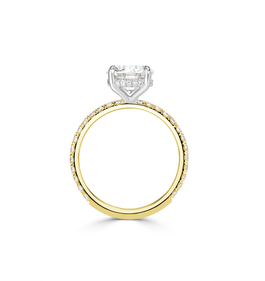 3 Carat Lab Created Elongated Cushion Diamond Engagement Ring in 18K Gold