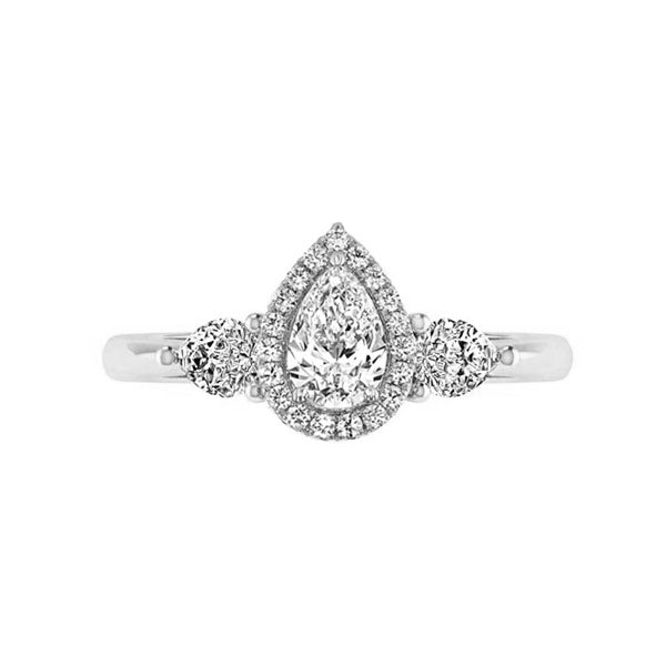 Pear Diamond Halo Engagement Ring in 14K Gold