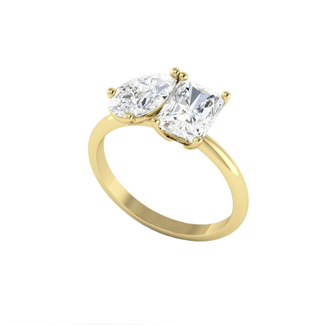 Toi Et Moi Diamond Engagement Ring in yellow gold